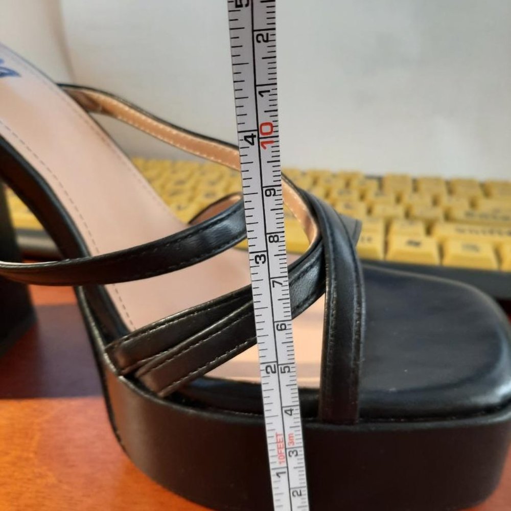 New ! Isnom Platform, Block Heel Sandals Open Squ… - image 5